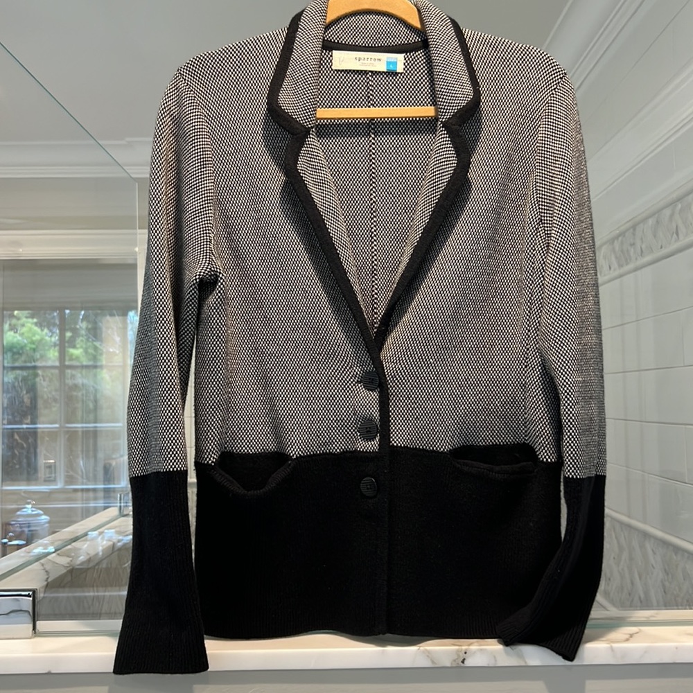 Knit Herringbone Button Front Jacket - image 1